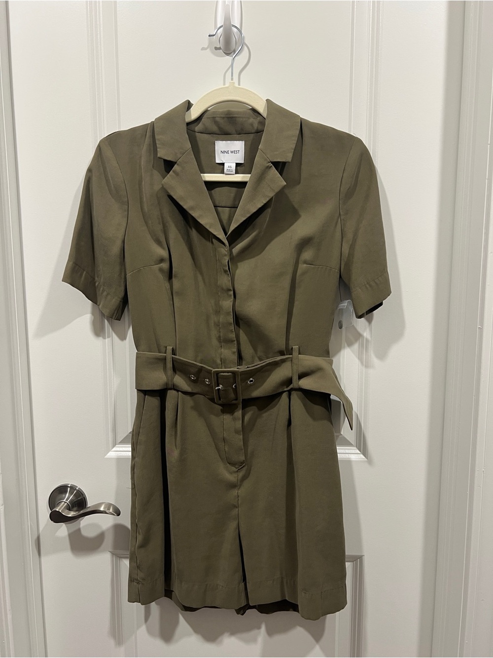 Nine West Olive Green Belted Romper